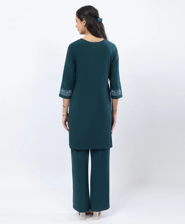 Embroidered-Style Printed Kurta Set