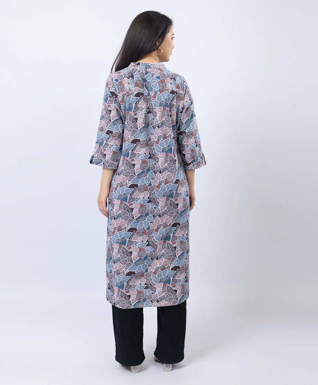 Floral Print Straight Silhouette Long Kurti
