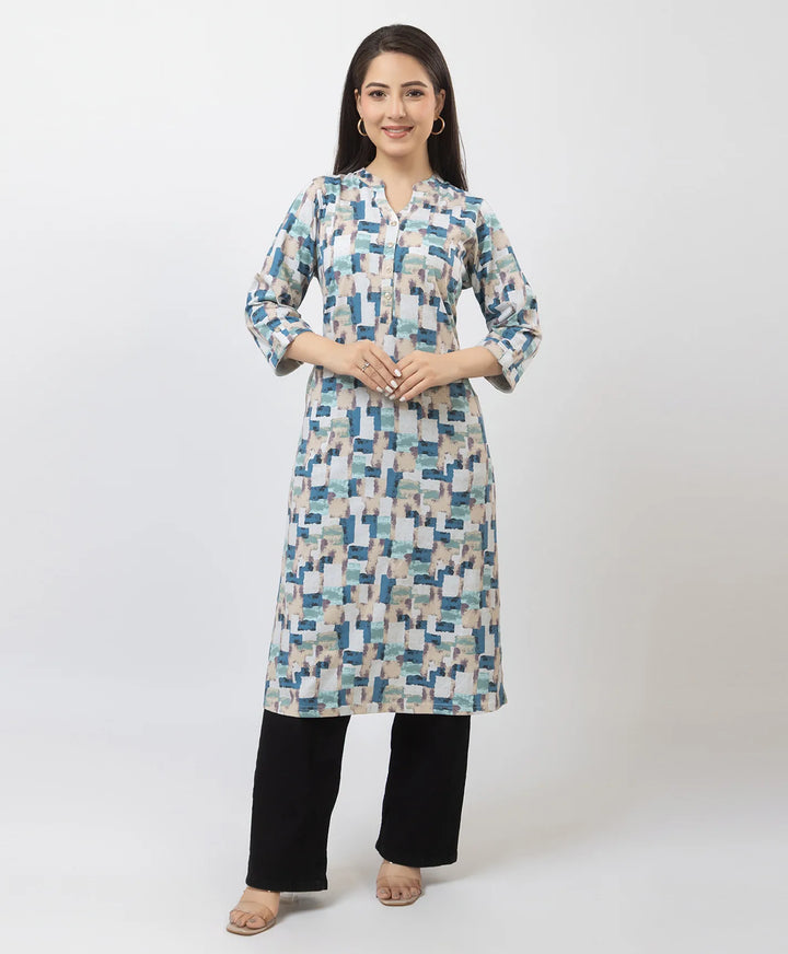 Elegant Printed Straight Fit Long Kurti
