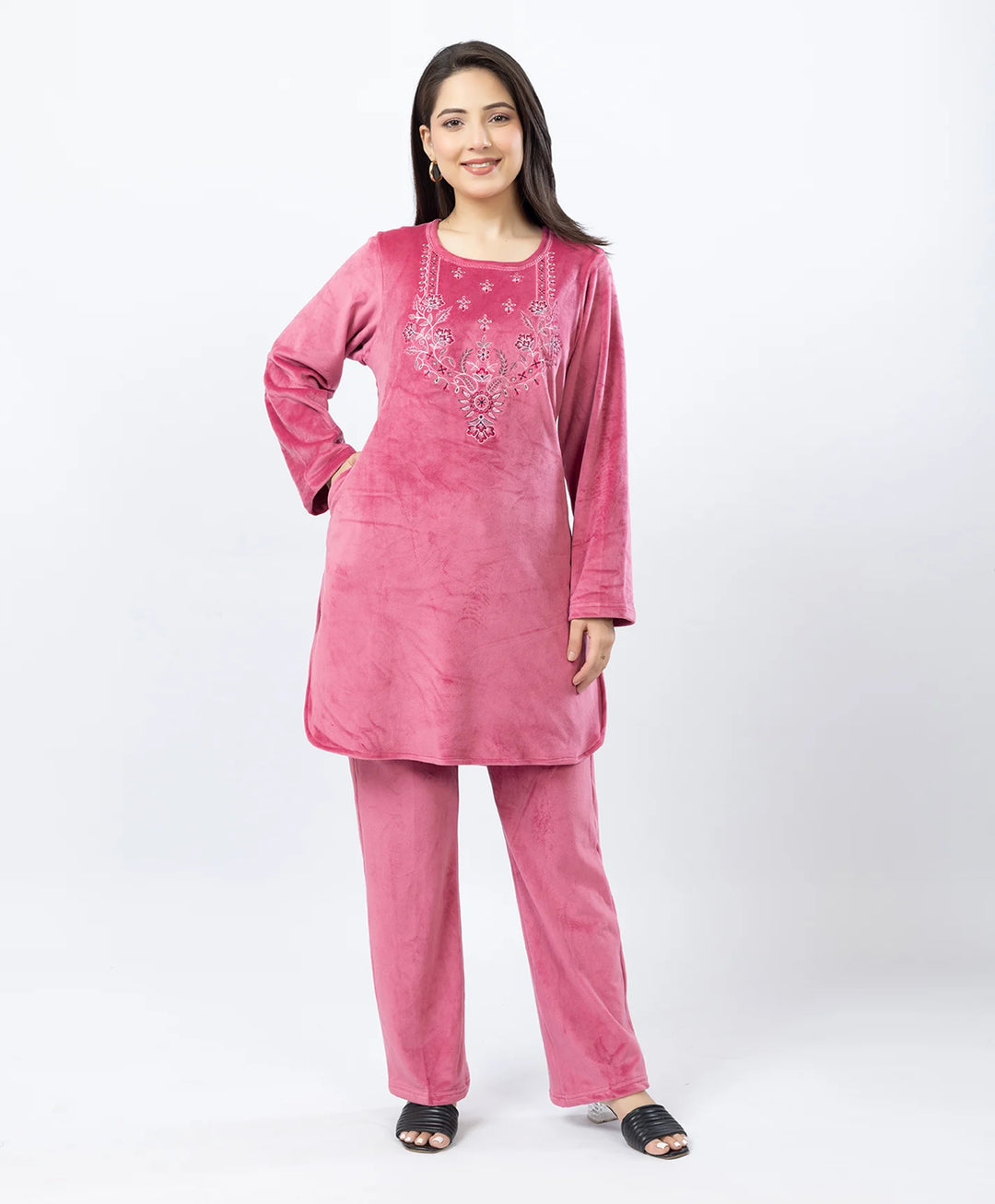 Full-Sleeves Kurta and Straight Fit Lower Set with Round Neck