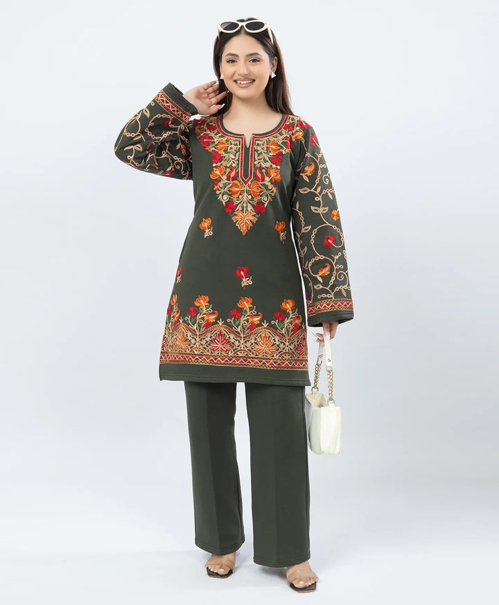 Straight Kurta Set with Kashmiri Embroidery.