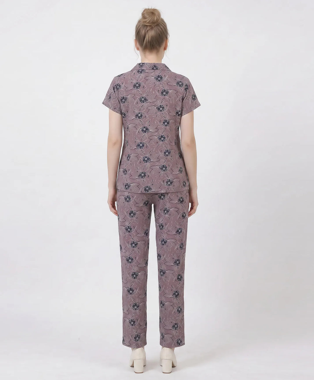 Floral Charm Front Open Night Suit