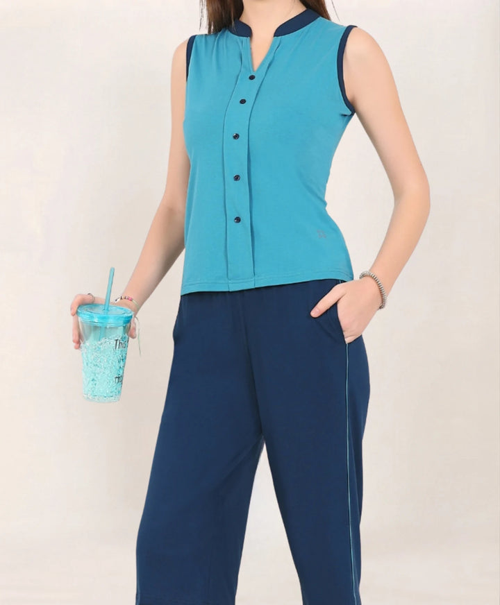 Relaxed Fit Sleeveless Capri Set
