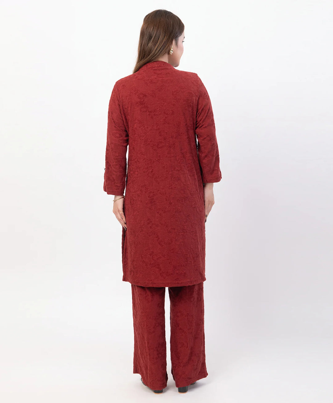 Straight Fit Kurta Set with Buttoned V-Placket & Notched Cuff Sleeves