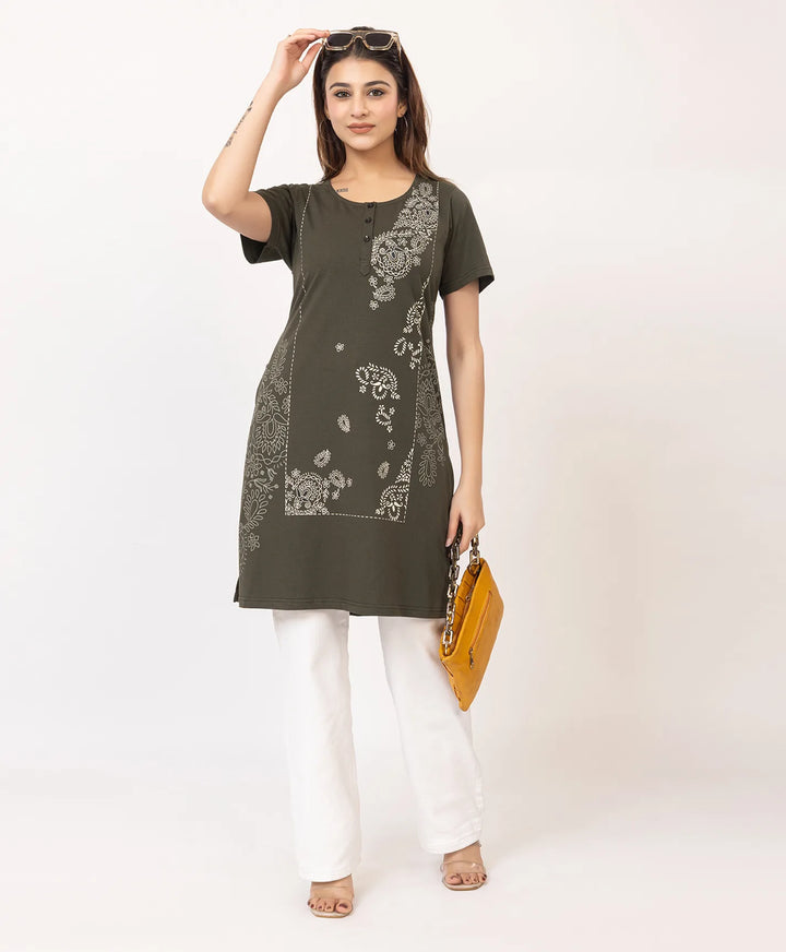 Abstract Botanical Long Top