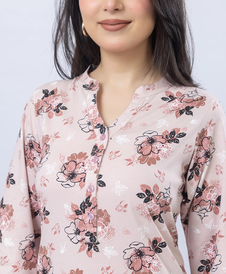 Floral Print Straight Silhouette Long Kurti