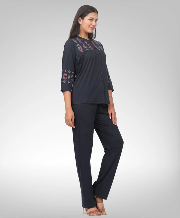 Stylish Embroidered Casual Co-Ord Set