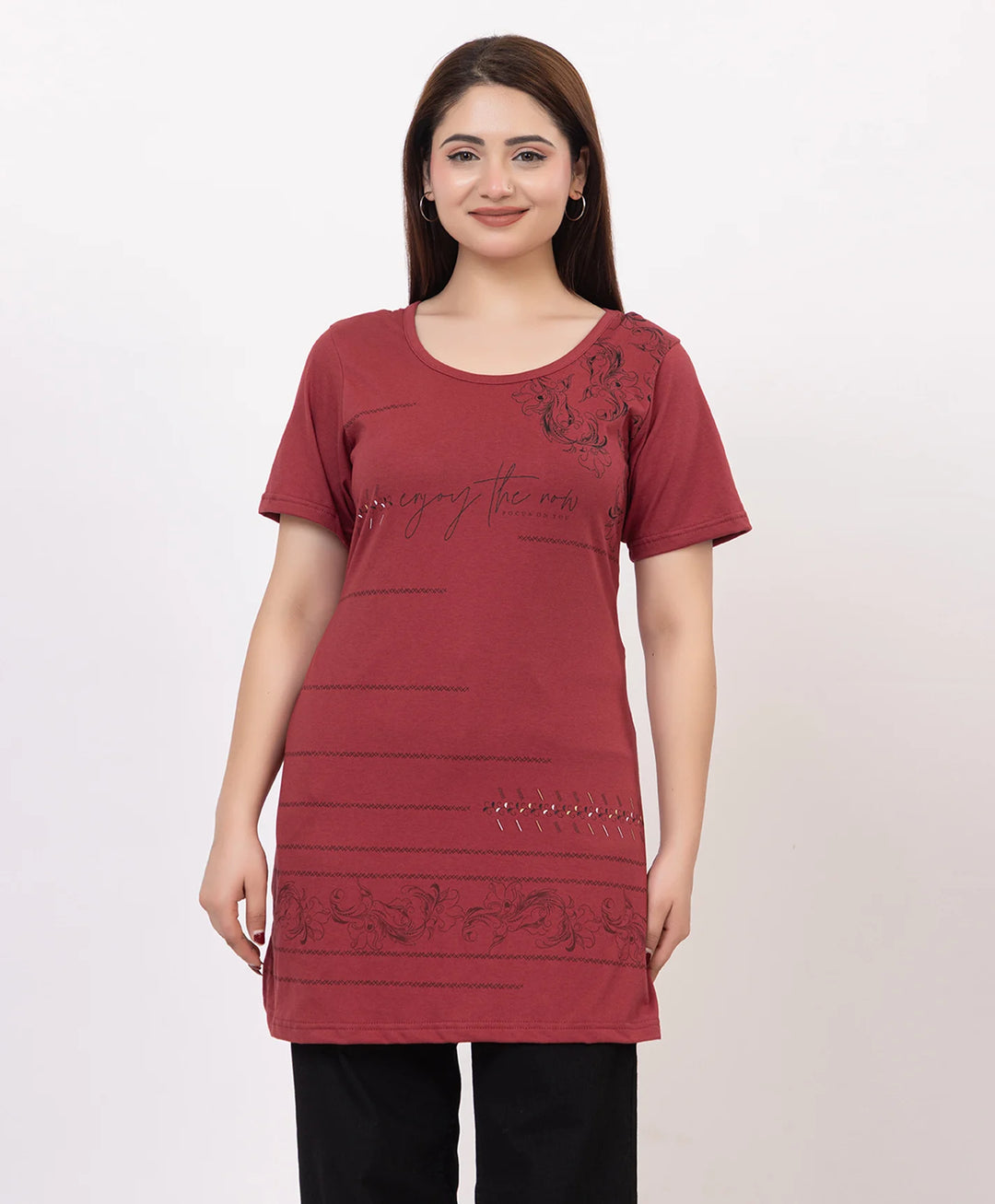 Casual Grace Printed Long Top