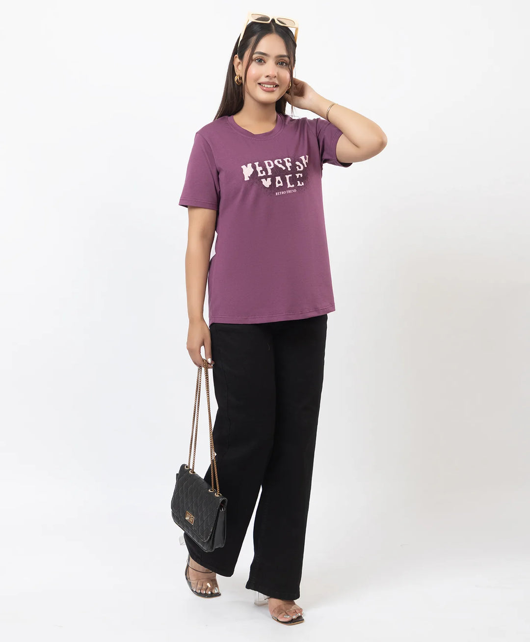 Premium Graphic Print Round Neck Short Sleeve Top