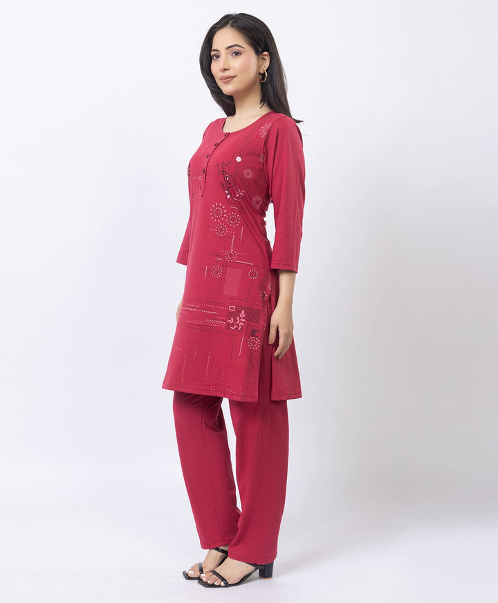 Contemporary Printed Kurta Set with Straight Pants