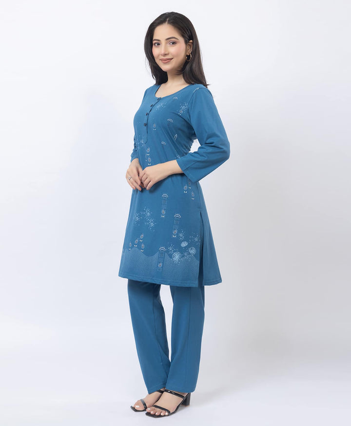 Contemporary Printed Kurta Set with Straight Pants