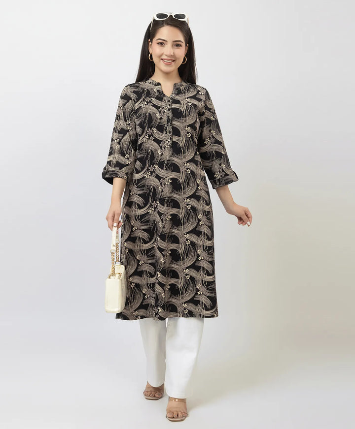 Elegant Printed Straight Fit Long Kurti