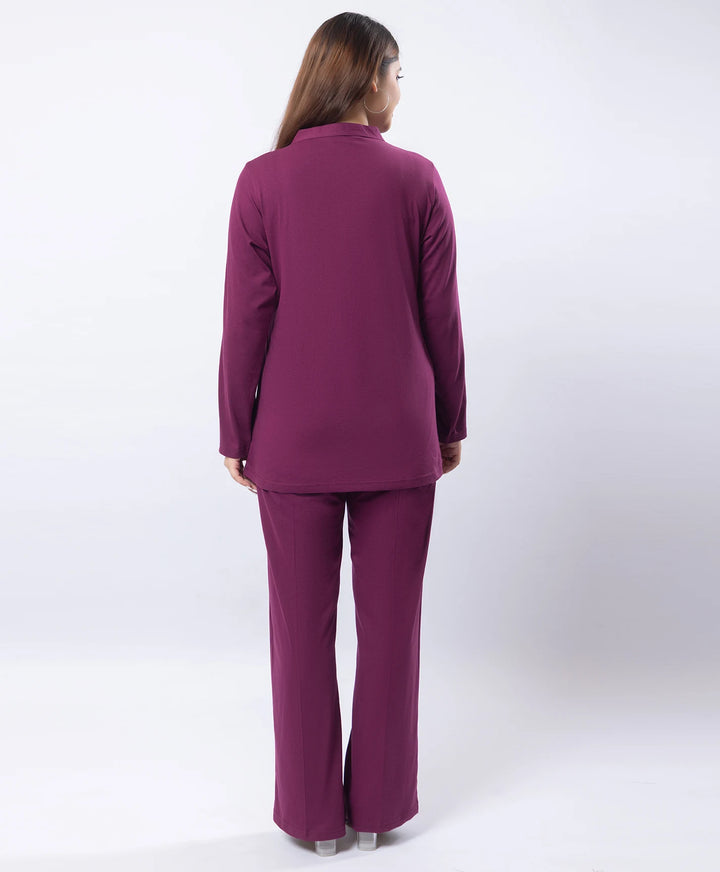 Embroidered Full Sleeve Mandarin Collar Co-Ord Set