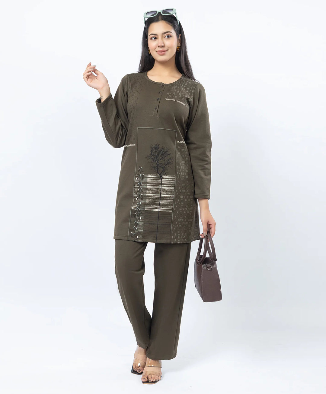 Full Sleeve Open Placket Kurta with Straight Fit Pants