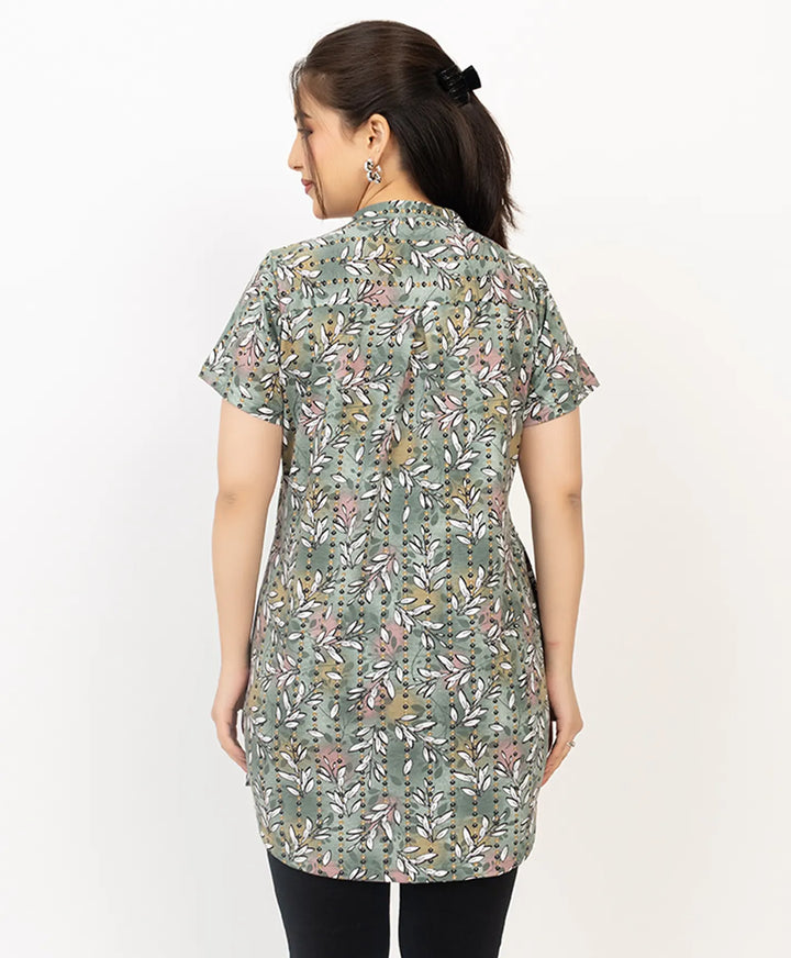 Floral Print Short Sleeve Tunic Kurti