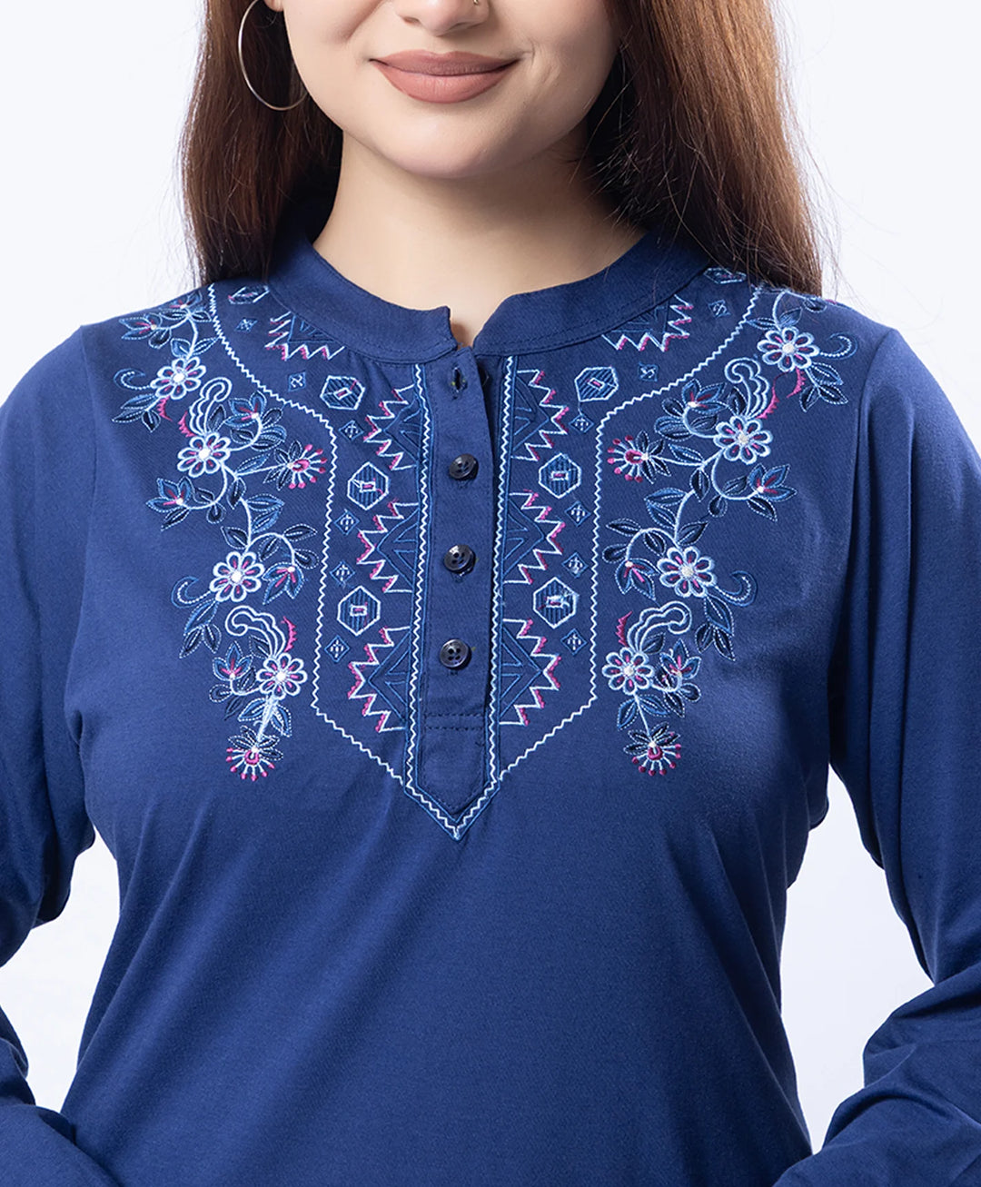 Embroidered Full Sleeve Mandarin Collar Co-Ord Set