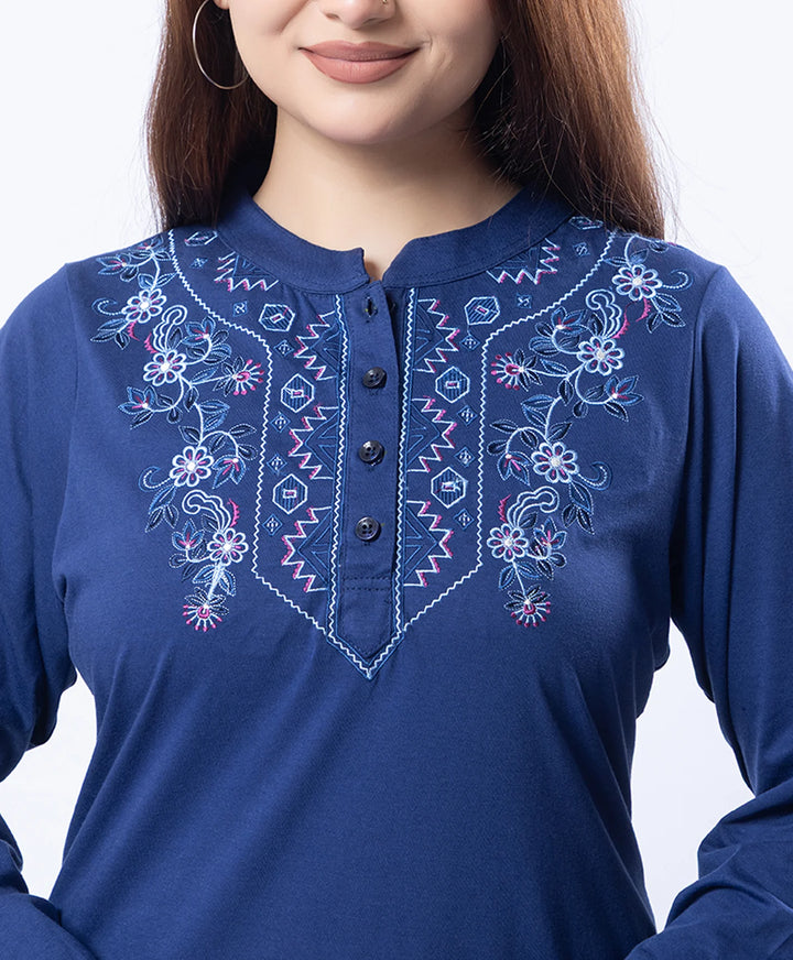 Embroidered Full Sleeve Mandarin Collar Co-Ord Set