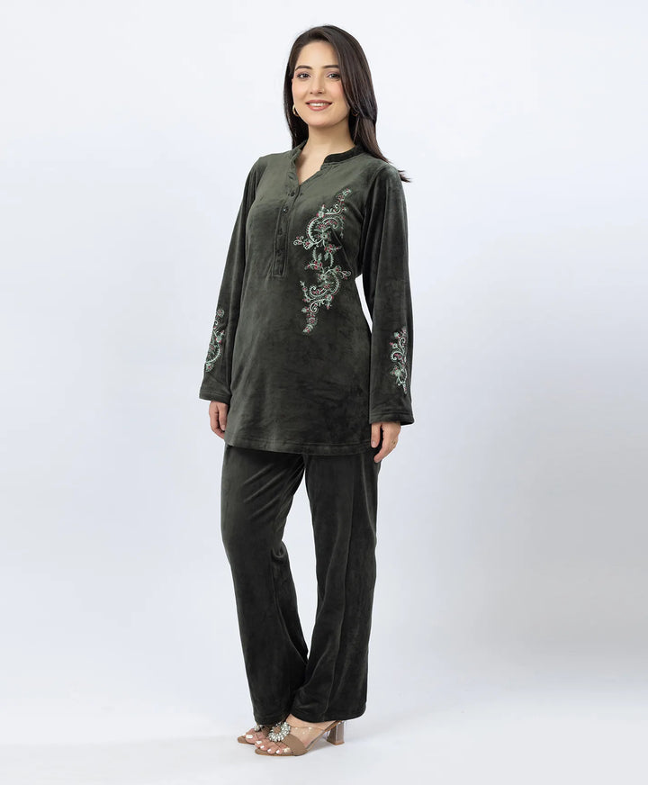 Premium Kurta Set with Band Neck and Sparkle Print
