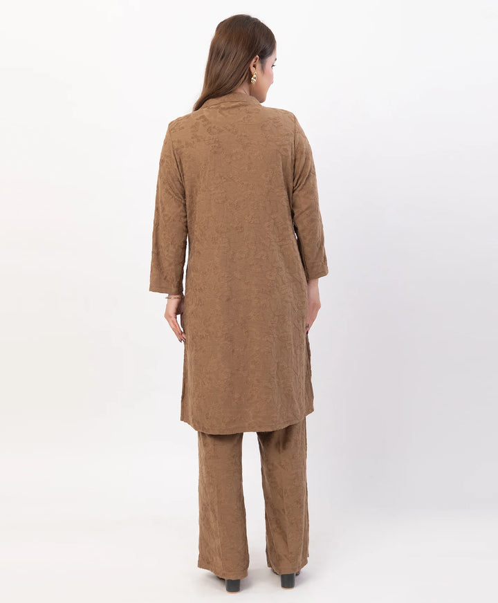 Straight Fit Kurta Set with Buttoned V-Placket & Notched Cuff Sleeves