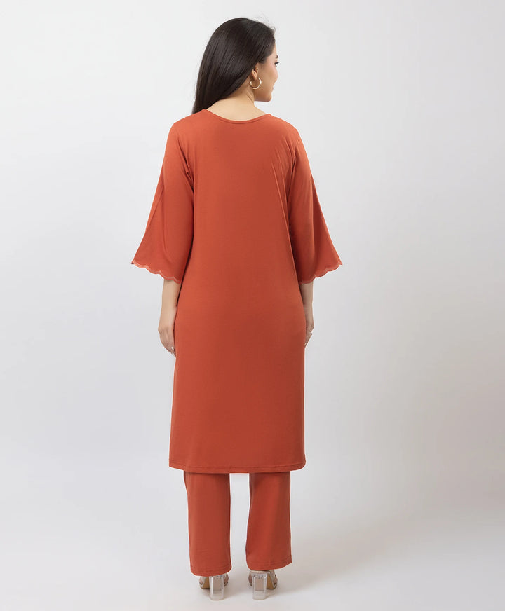 Straight-Cut Embroidered Kurta with Pants
