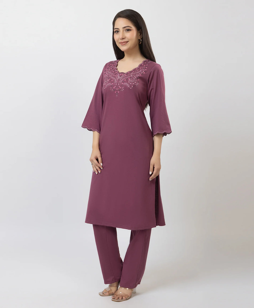 Straight-Cut Embroidered Kurta with Pants