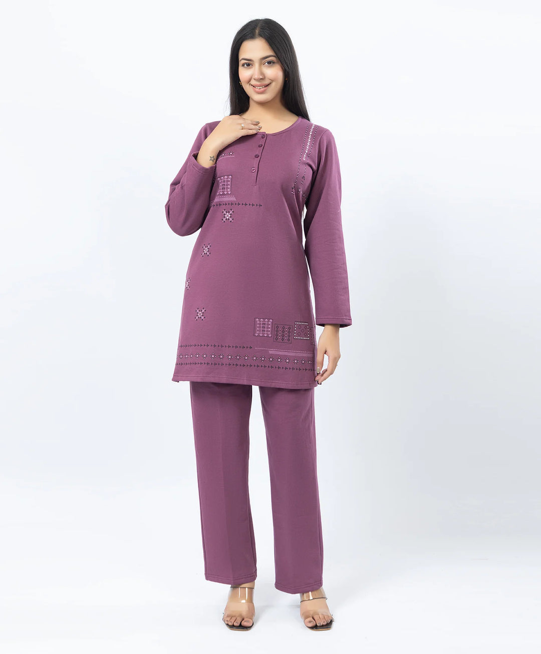 Full Sleeve Open Placket Kurta with Straight Fit Pants