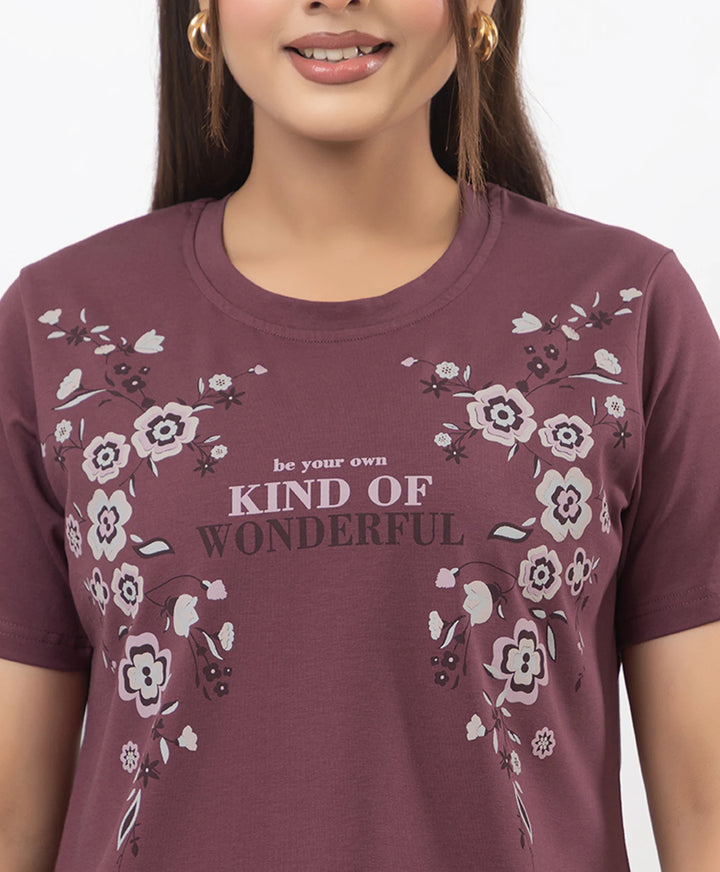 Premium Graphic Print Round Neck Short Sleeve Top