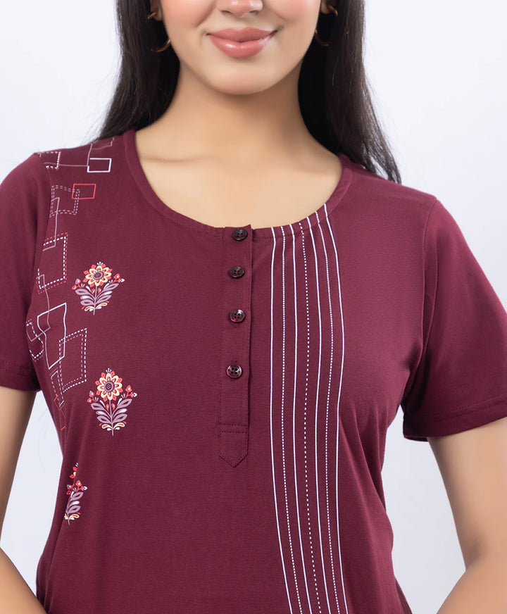 Printed Straight Kurta with Round Neck & Straight Pants Set