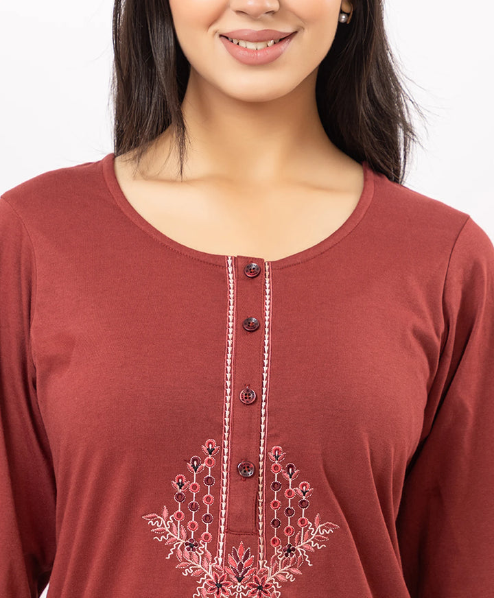 Embroidered Cotton Kurta Lower Set