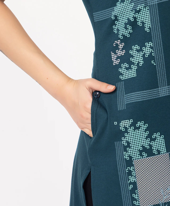 Abstract Botanical Long Top