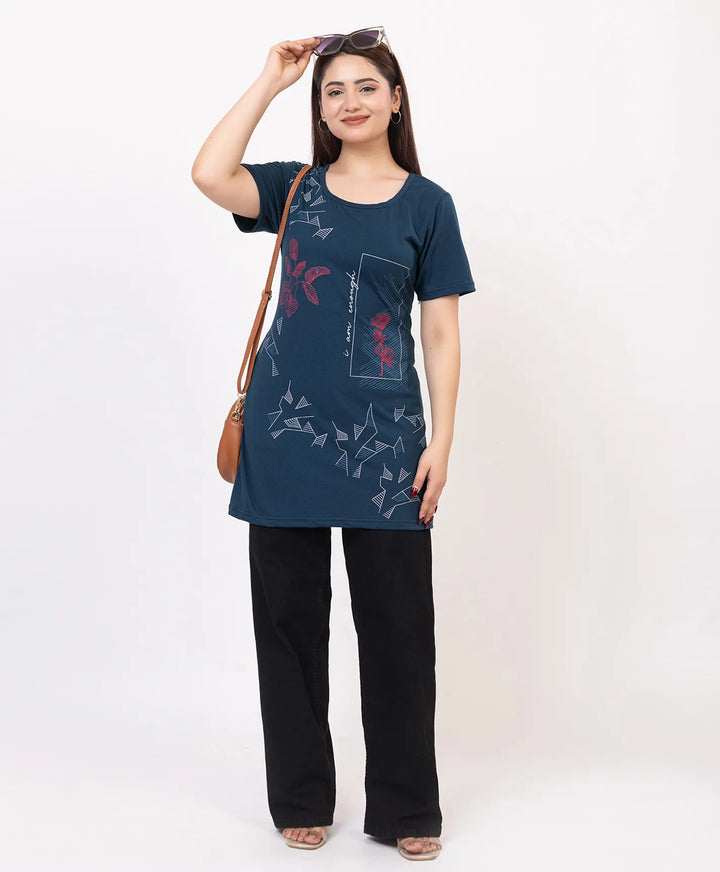 Casual Grace Printed Long Top