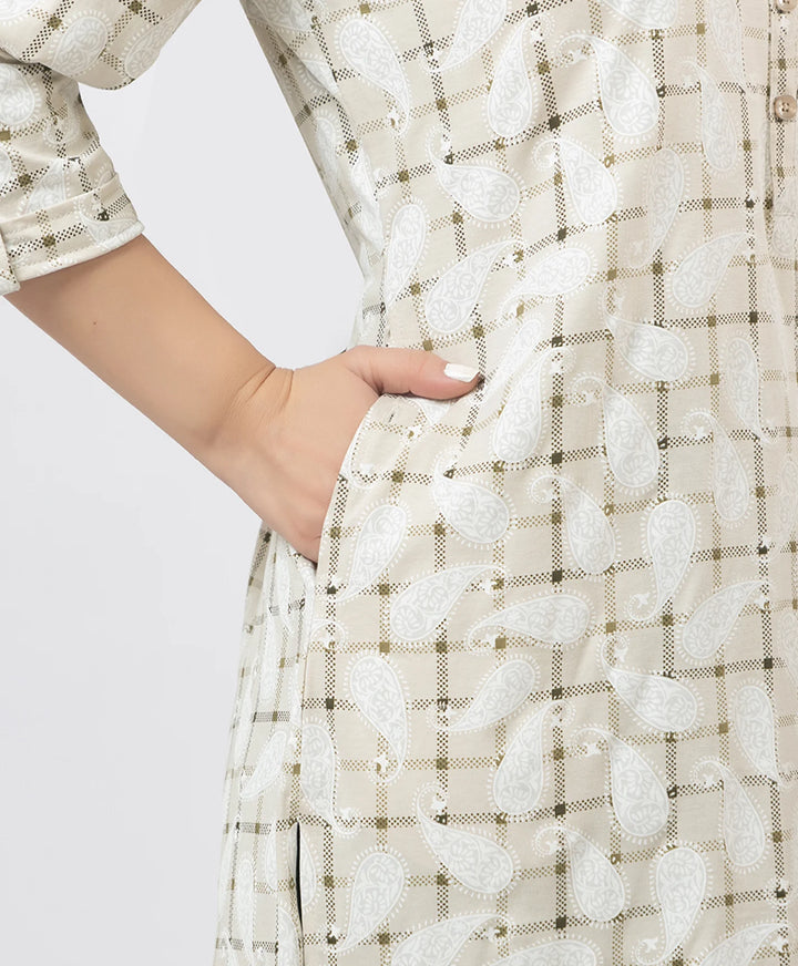 Elegant Printed Straight Fit Long Kurti