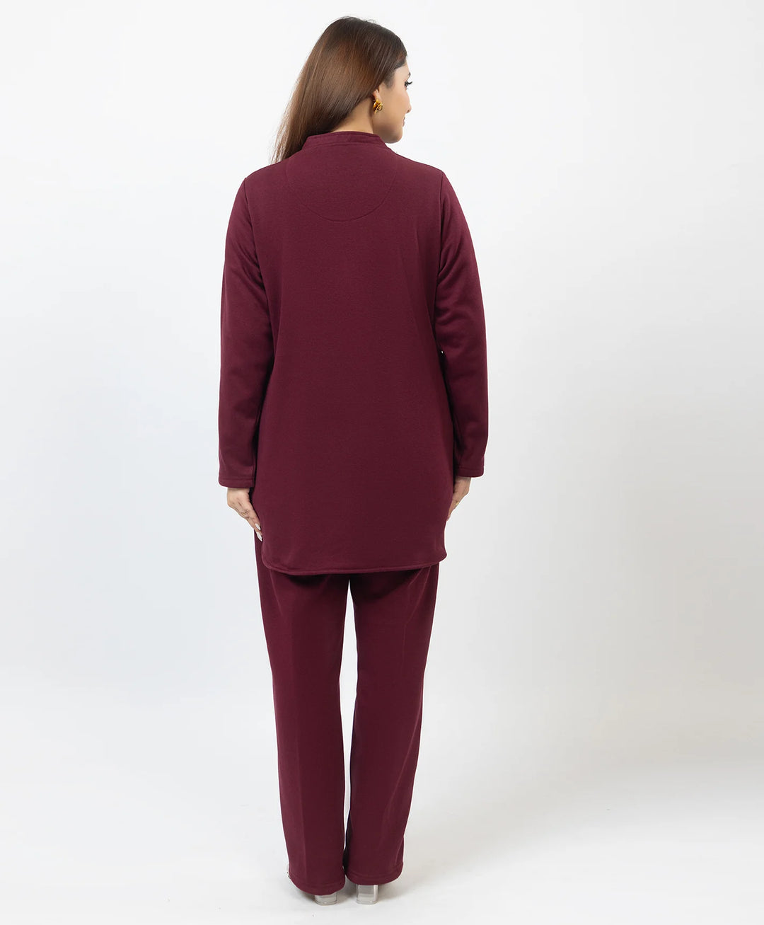 Band Collar Floral Embroidered Kurta and Straight Pants Set