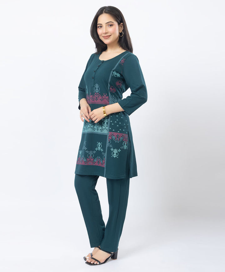 Contemporary Printed Kurta Set with Straight Pants