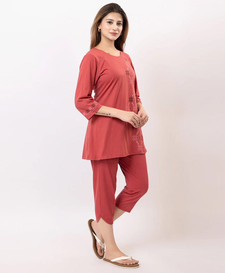 Timeless Comfort Printed Capri Set