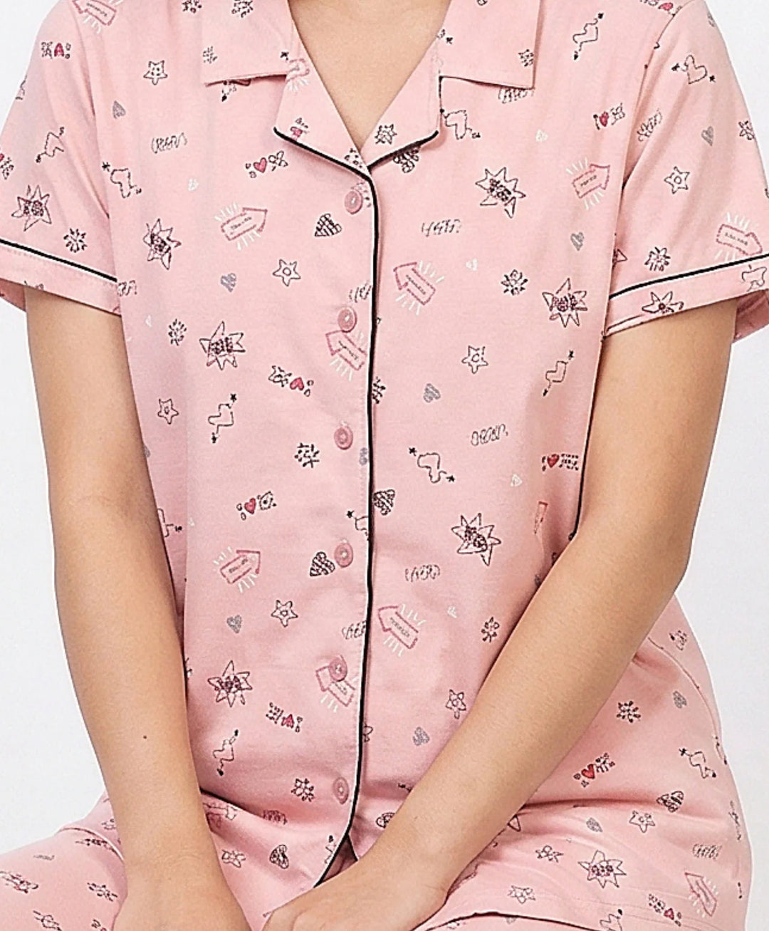 Collared Front Open Nightwear Set