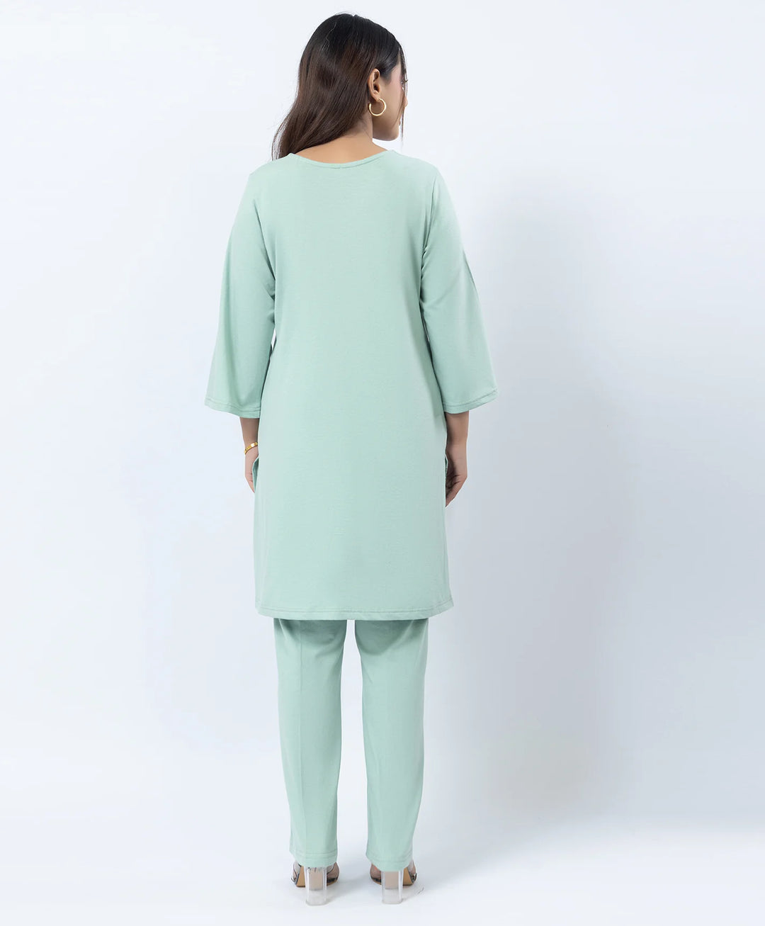 Premium Round Neck Border Printed Kurta Set with Straight-Fit Pants