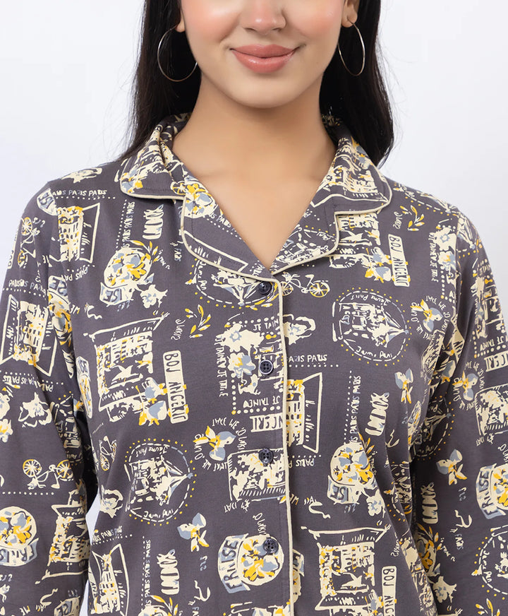Premium Notched Collar Night Suit