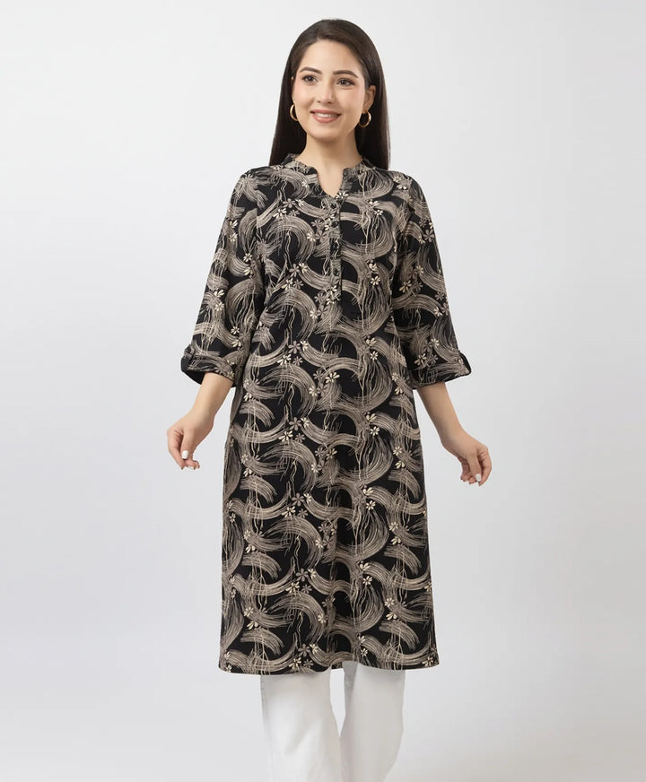 Elegant Printed Straight Fit Long Kurti