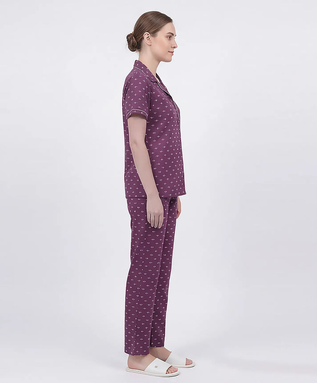 Collared Front Open Nightwear Set