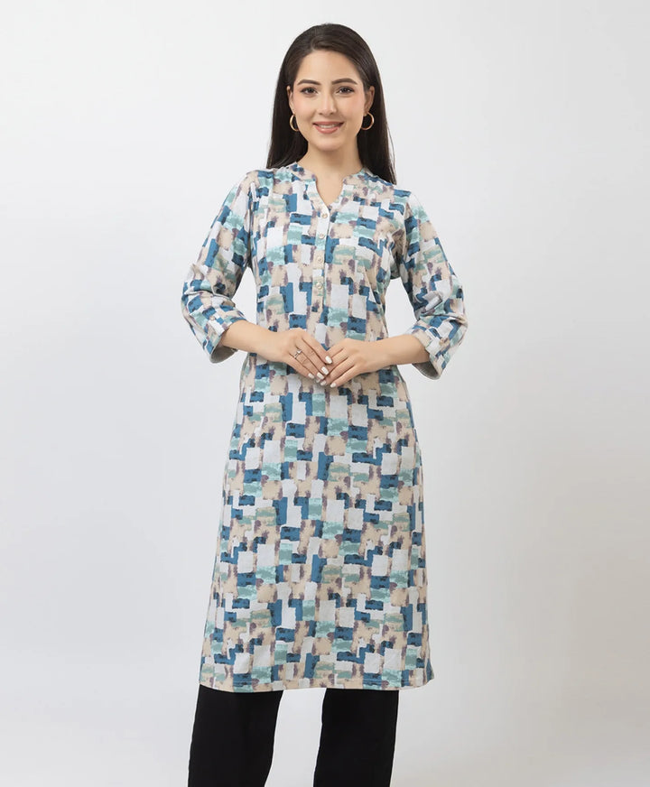 Elegant Printed Straight Fit Long Kurti