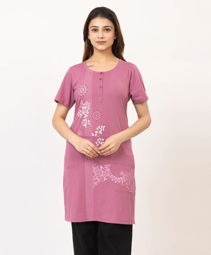 Abstract Botanical Long Top