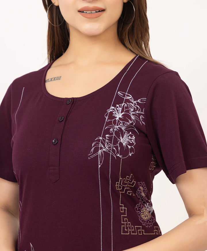 Abstract Botanical Long Top