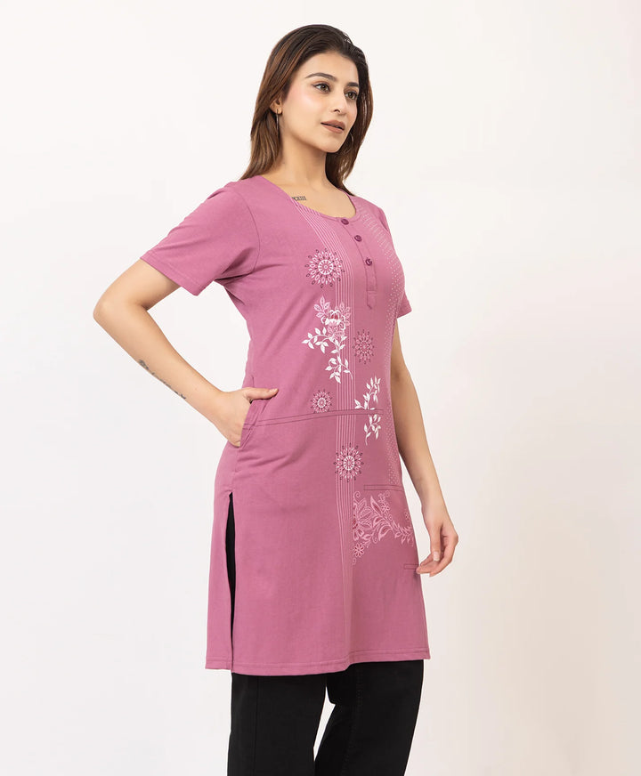 Abstract Botanical Long Top
