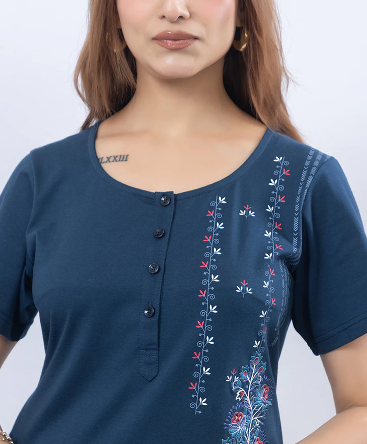 Premium Floral Detail Embroidered Printed Kurta Set