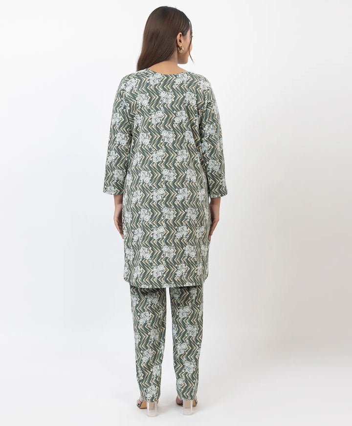Round Neck All Over Floral Print Kurta Pant Set