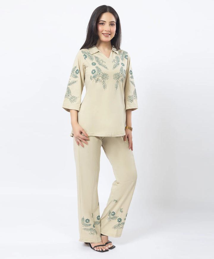 Premium V-Neck Printed Co-Ord Set
