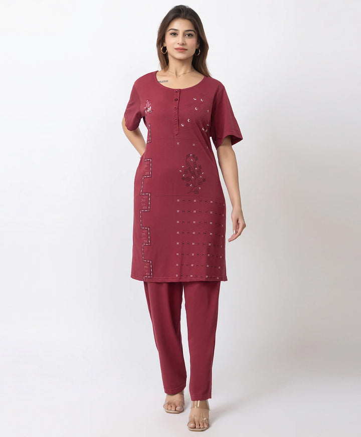 Plus Size Printed Kurta with Matching Pants