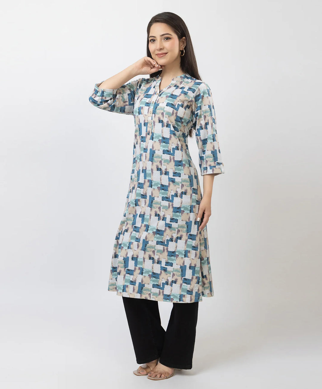 Elegant Printed Straight Fit Long Kurti