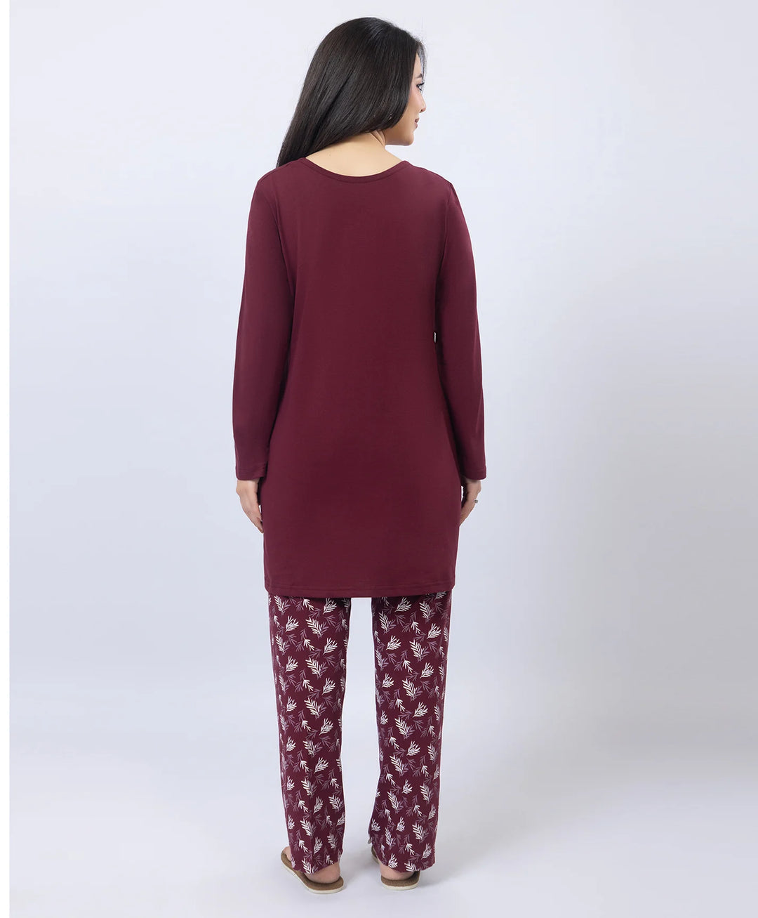 Elegant Printed Round-Neck Night Suit